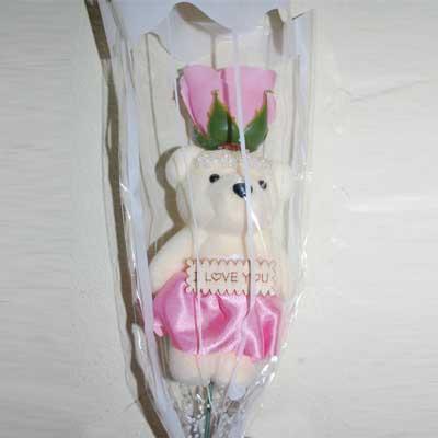 "Artificial Rose with Teddy -36 - Click here to View more details about this Product